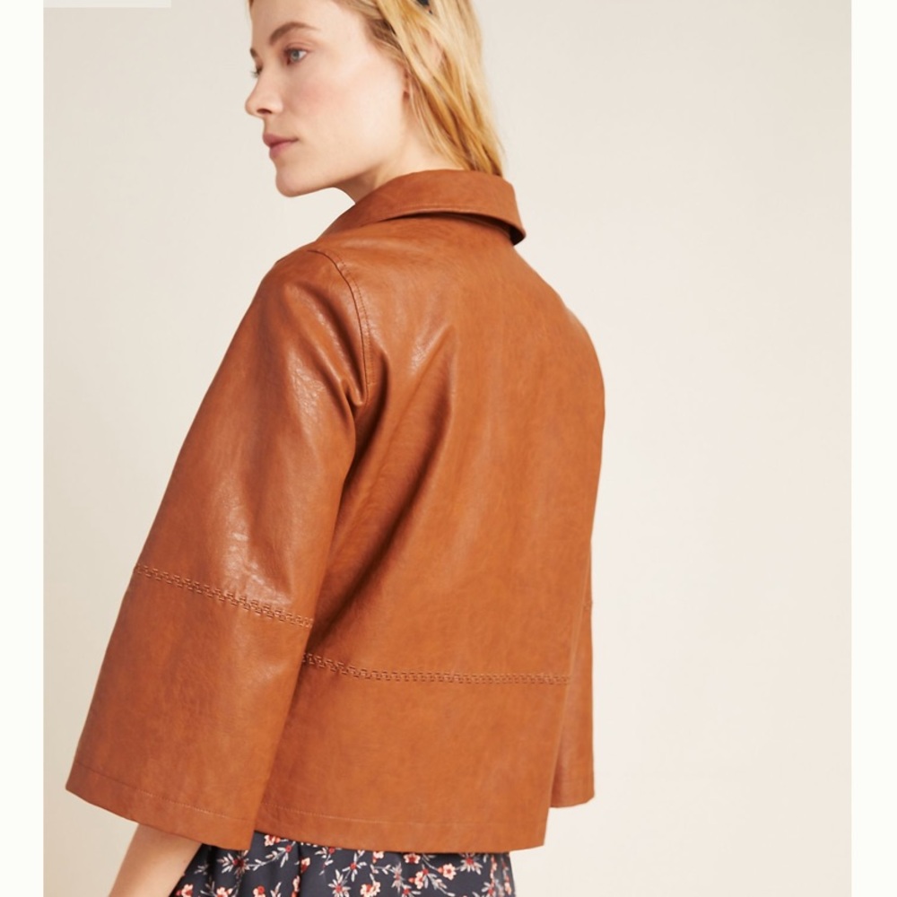 ANTHROPOLOGIE Embroidered Faux Leather Jacket - Picture 3 of 13